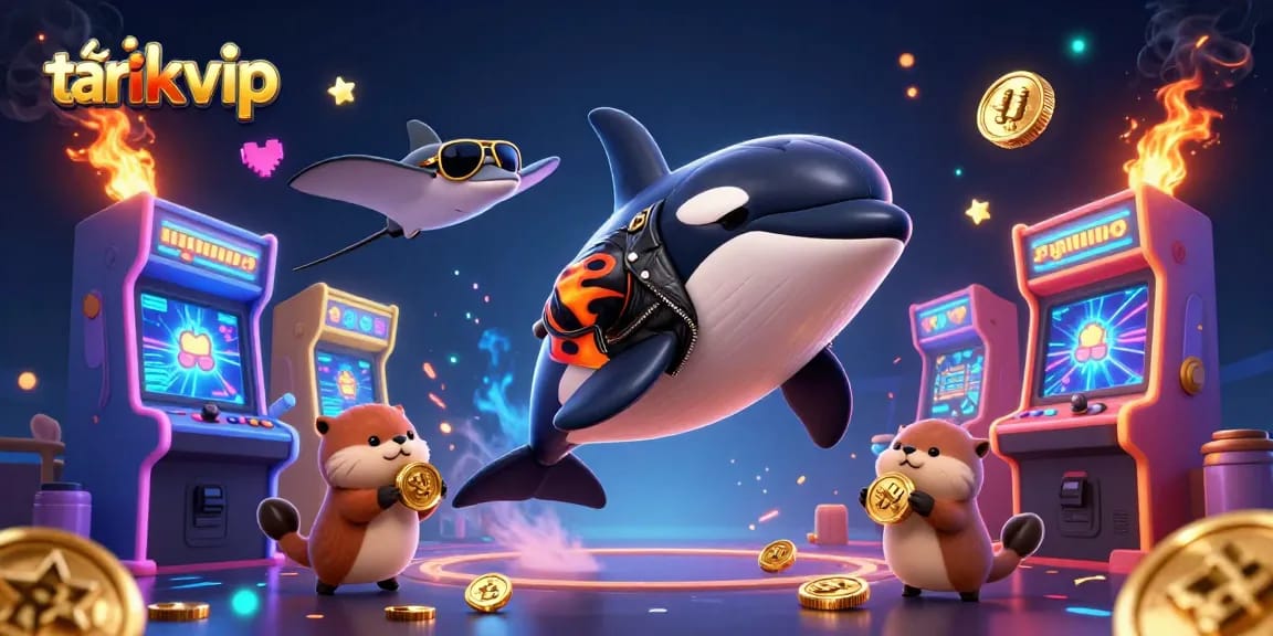 Engage in big wins as you tải rikvip with a lively casino-themed 3D illustration featuring vibrant characters.