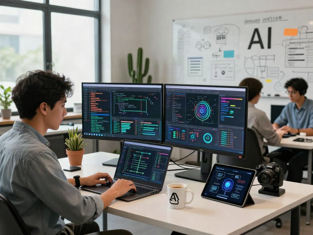 Data scientist analyzing spicy ai algorithms in a modern workspace