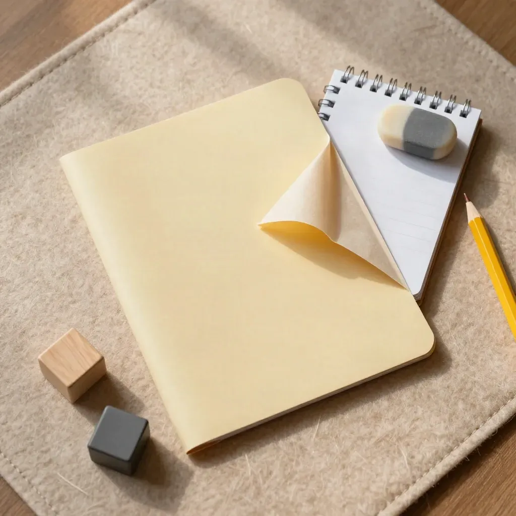 Kids art club pass bundle on a stitched felt mat with sketch pad, eraser, and toy blocks