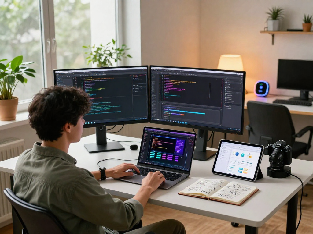 Developer creating spicy AI applications in a modern workspace.