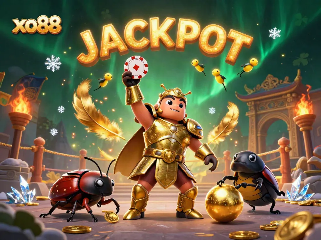Experience the excitement of winning with xo88, as cartoon characters celebrate a jackpot at the casino.