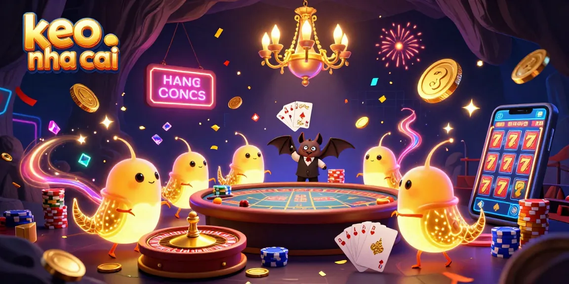 Experience the thrill of keo nha cai in this vibrant casino scene with glowworms and a bat dealer.