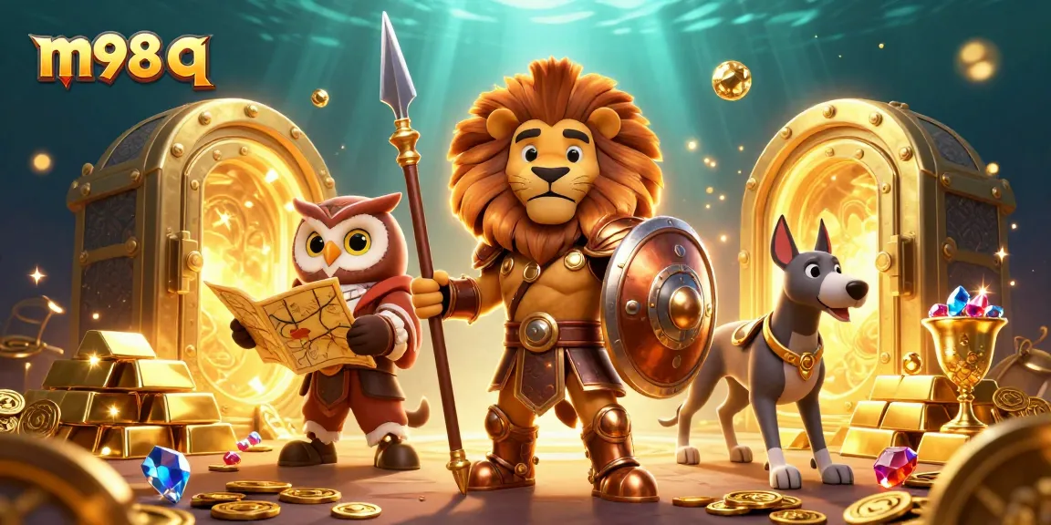 Experience high-stakes excitement with m98 q as the Spartan lion commands riches and glory in this casino scene.