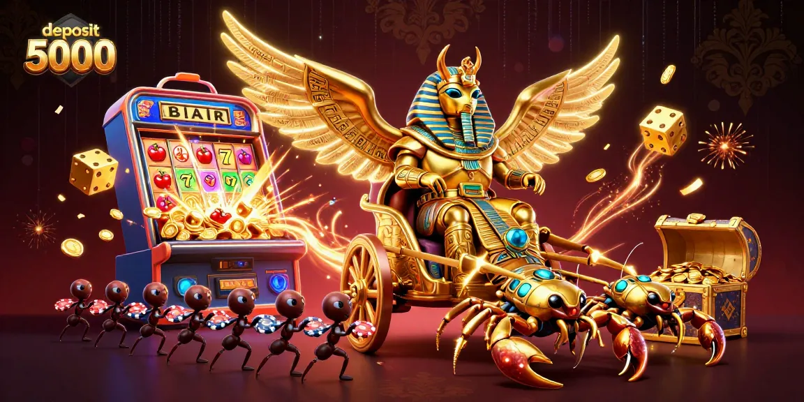 Experience thrilling gameplay and big wins in this deposit 5000 slots illustration with dynamic casino elements.